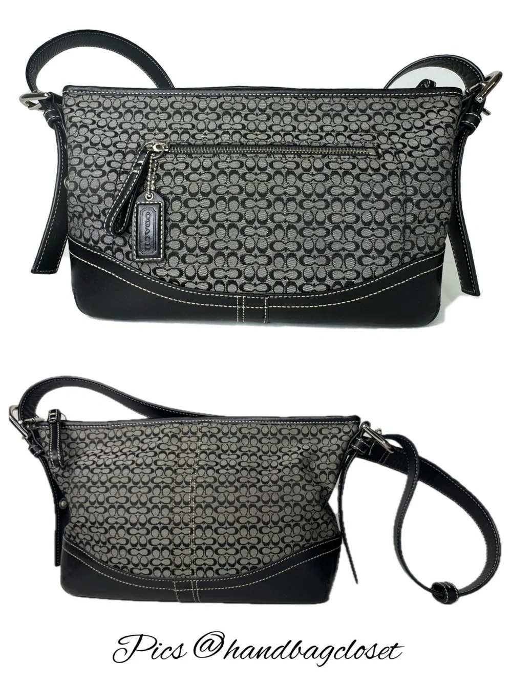 Coach Black Signature C Y2K F10945 Jacquard Soho Hobo Crossbody Bag